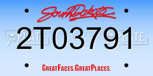 2T03791 South Dakota License Plate
