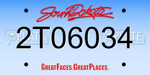 2T06034 South Dakota License Plate