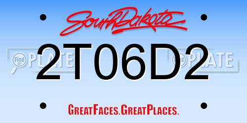 2T06D2 South Dakota License Plate