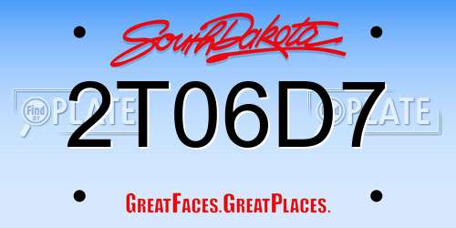 2T06D7 South Dakota License Plate