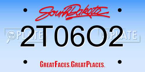 2T06O2 South Dakota License Plate
