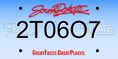2T06O7 South Dakota License Plate