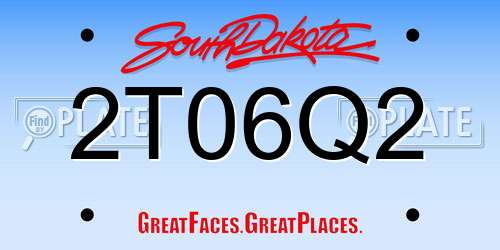 2T06Q2 South Dakota License Plate