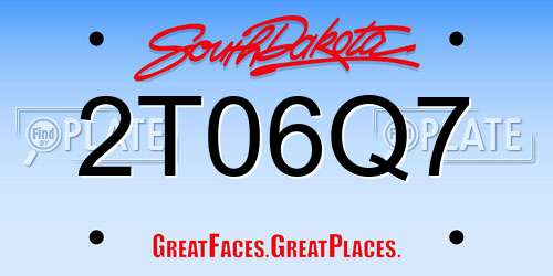 2T06Q7 South Dakota License Plate