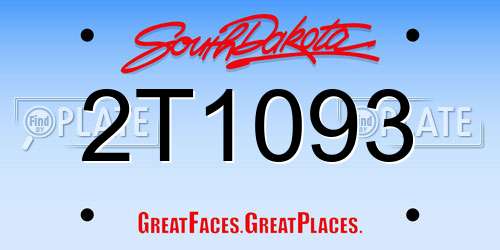 2T1093 South Dakota License Plate