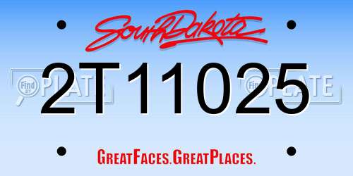 2T11025 South Dakota License Plate
