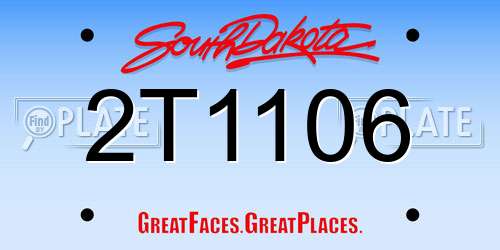 2T1106 South Dakota License Plate