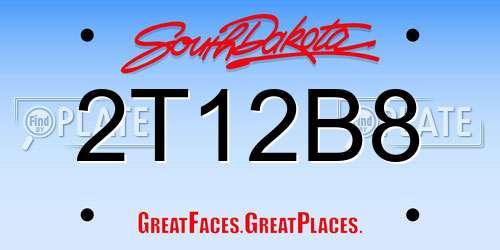 2T12B8 South Dakota License Plate