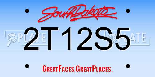 2T12S5 South Dakota License Plate