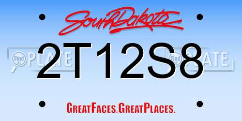 2T12S8 South Dakota License Plate