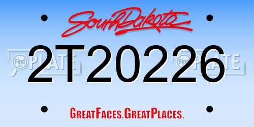 2T20226 South Dakota License Plate