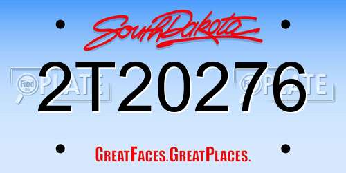 2T20276 South Dakota License Plate