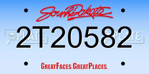 2T20582 South Dakota License Plate