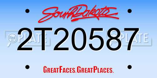 2T20587 South Dakota License Plate