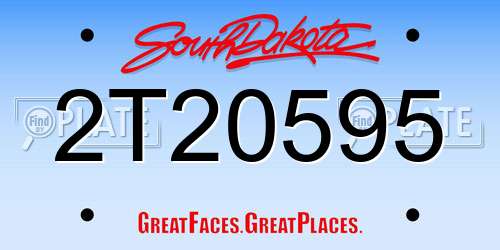 2T20595 South Dakota License Plate