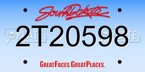 2T20598 South Dakota License Plate