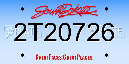 2T20726 South Dakota License Plate