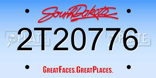 2T20776 South Dakota License Plate