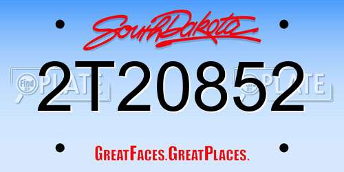 2T20852 South Dakota License Plate