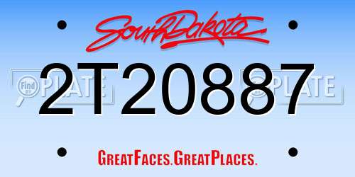 2T20887 South Dakota License Plate