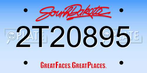 2T20895 South Dakota License Plate