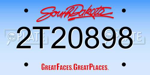 2T20898 South Dakota License Plate