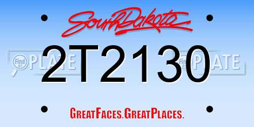 2T2130 South Dakota License Plate