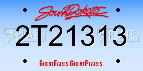 2T21313 South Dakota License Plate