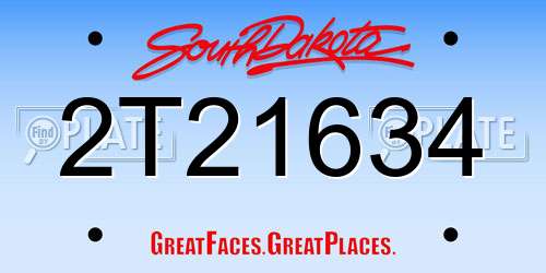 2T21634 South Dakota License Plate