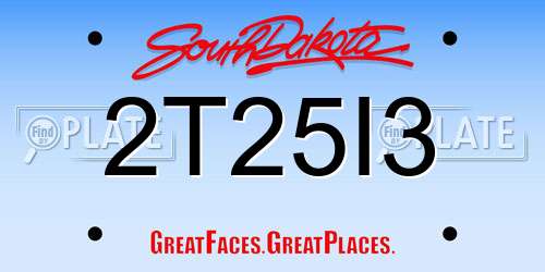 2T25I3 South Dakota License Plate