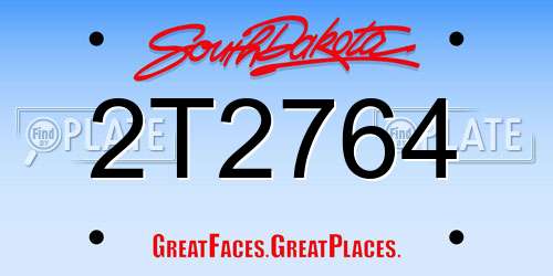 2T2764 South Dakota License Plate