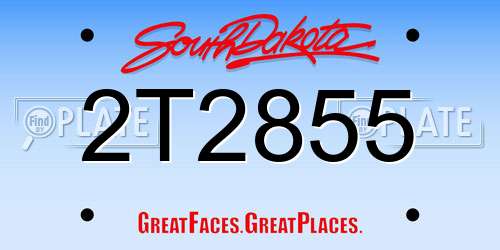 2T2855 South Dakota License Plate