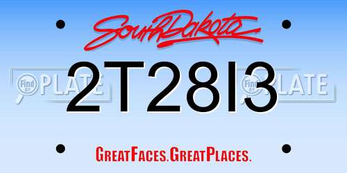 2T28I3 South Dakota License Plate