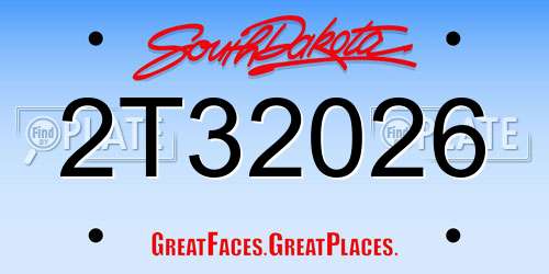2T32026 South Dakota License Plate