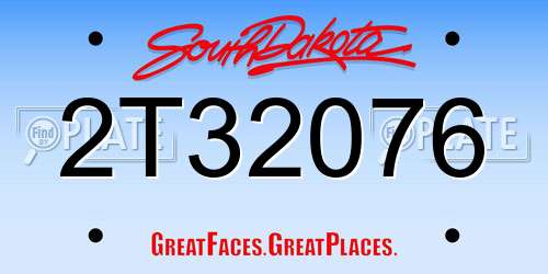 2T32076 South Dakota License Plate