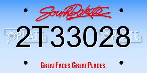 2T33028 South Dakota License Plate