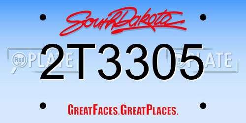 2T3305 South Dakota License Plate