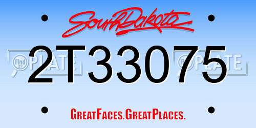 2T33075 South Dakota License Plate