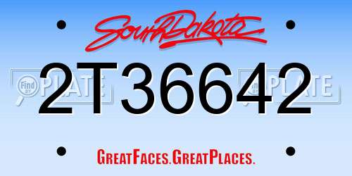 2T36642 South Dakota License Plate