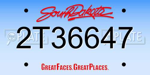 2T36647 South Dakota License Plate