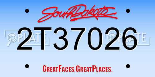 2T37026 South Dakota License Plate