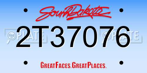 2T37076 South Dakota License Plate