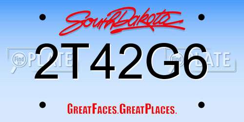 2T42G6 South Dakota License Plate