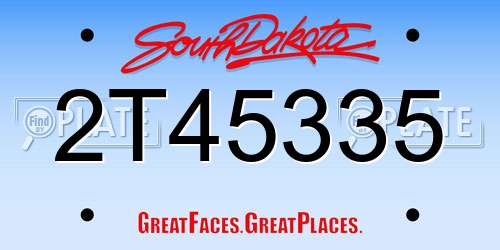 2T45335 South Dakota License Plate
