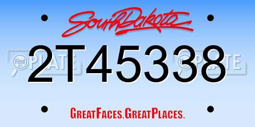 2T45338 South Dakota License Plate