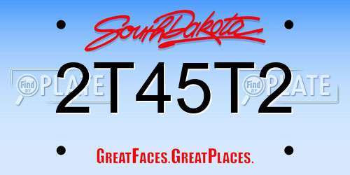 2T45T2 South Dakota License Plate