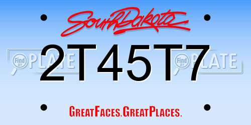 2T45T7 South Dakota License Plate