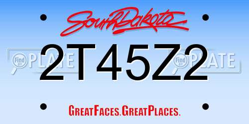 2T45Z2 South Dakota License Plate