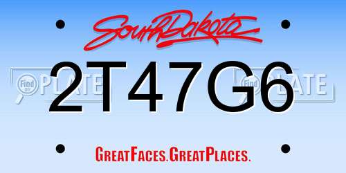 2T47G6 South Dakota License Plate