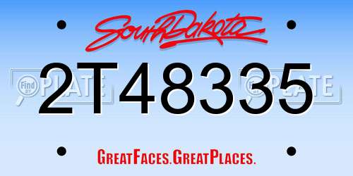 2T48335 South Dakota License Plate